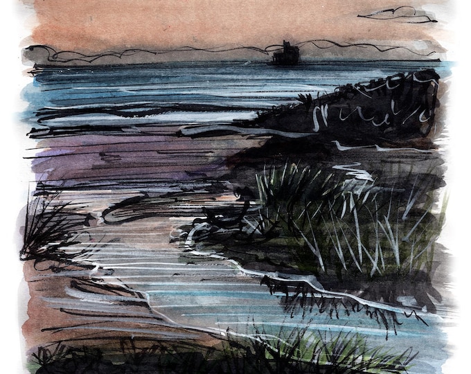 Fitties salt marsh in winter print