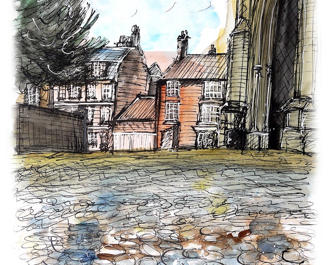 Cobbles in front of St James Louth print