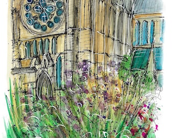 Lincoln cathedral and verbena