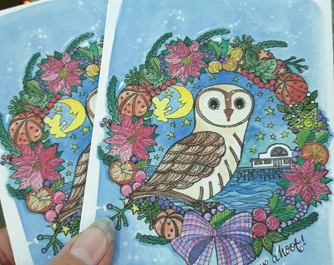 Cleethorpes owl Christmas card