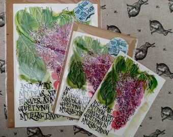 Lilac blossom illustration cards