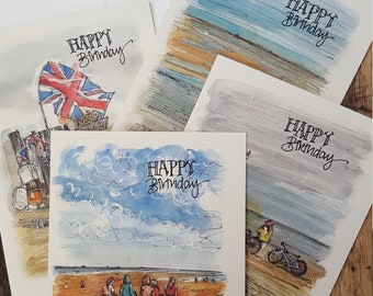 Large handlettered birthday cards - choose your image