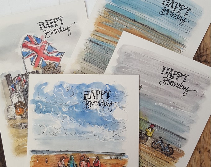 Large handlettered birthday cards - choose your image