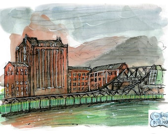 Corporation bridge and Victoria mills print