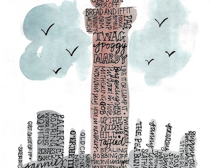 Words of Grimsby typographic print