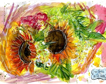 Bunch of sunflowers print