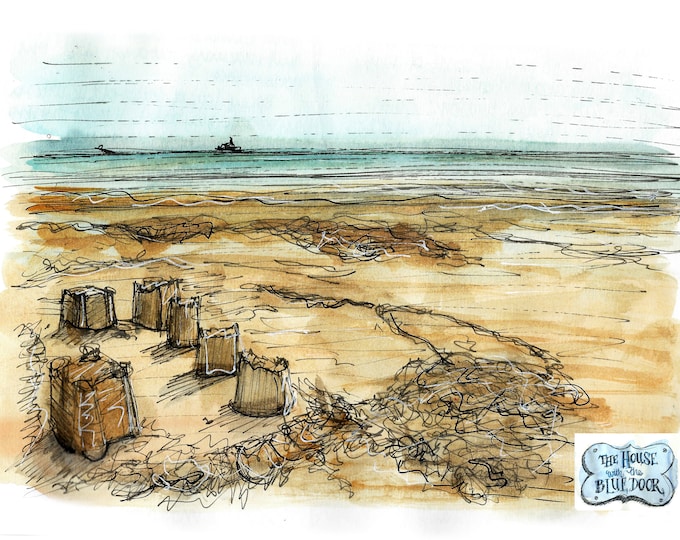 Sandcastles on the shore print