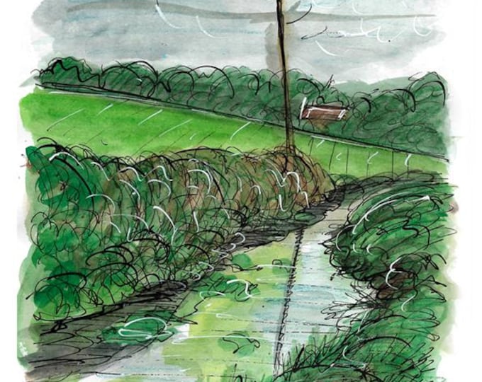 Freshney Valley river reflections print