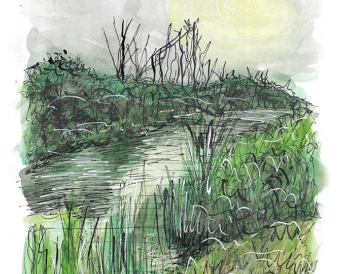 Freshney Valley misty ponds print