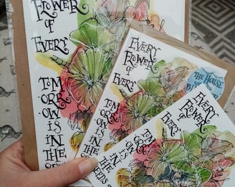 Hydrangea flower quote illustration range of cards