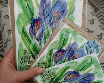 Crocus flower quote illustration range of cards