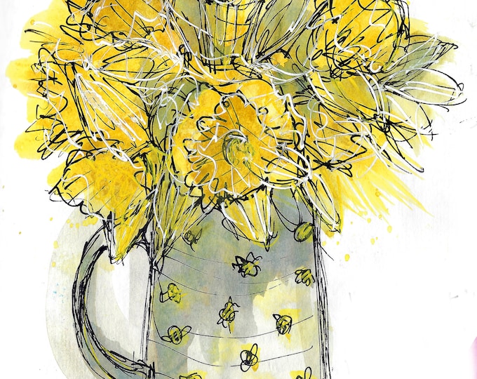 Jug of daffodils print