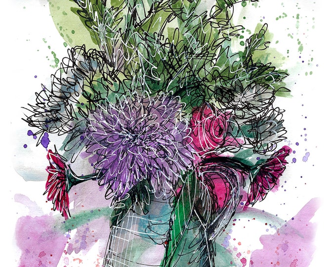 Bouquet in a jug print