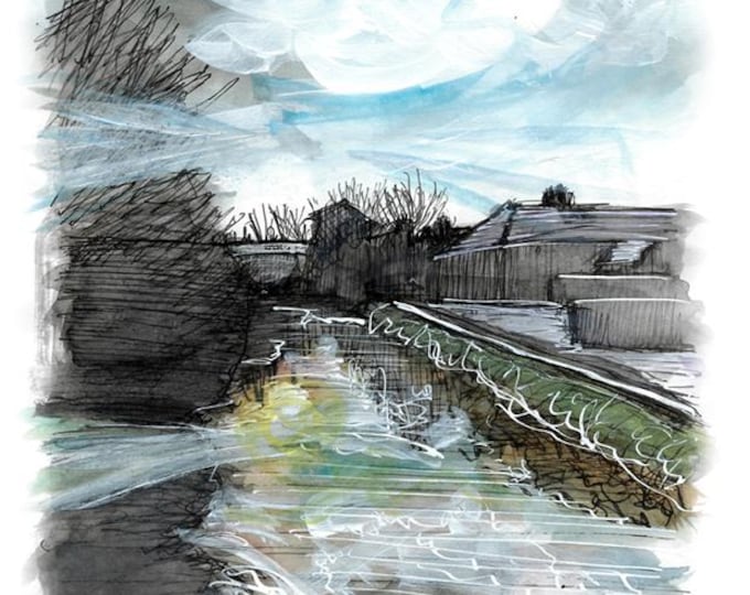 River Freshney looking towards town print