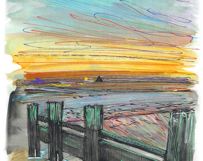 Sunrise over the groynes print