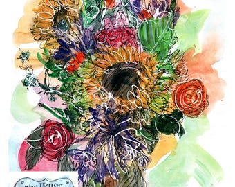 Birthday bouquet print