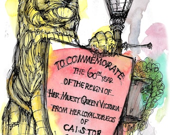 Caistor lion in the marketplace print