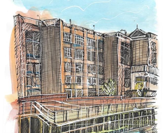 Freshney Place reflections in the river print