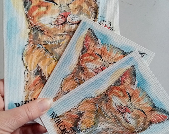 Cat and quote illustration cards