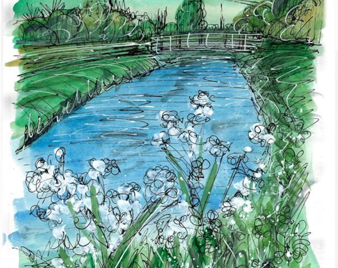 River Freshney with spring cow parsley print