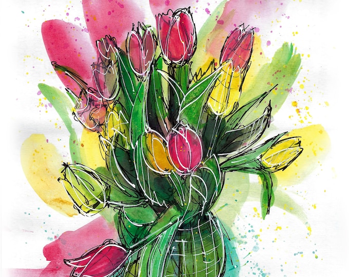 Bright spring tulips print