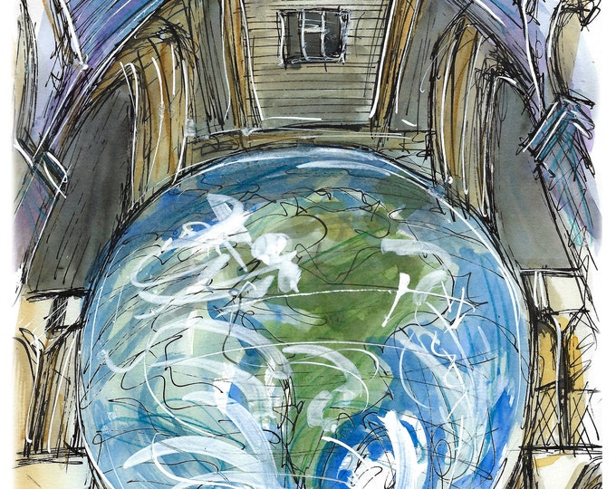 Earth (Gaia) in Grimsby minster print