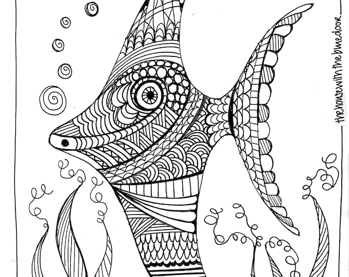 Angel fish mindfulness colouring sheet