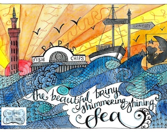 Grimsby & Cleethorpes Art Print: Lincolnshire Coast Illustration