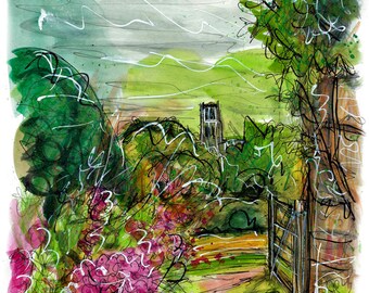 Durham Cathedral as seen from Crook Hall print