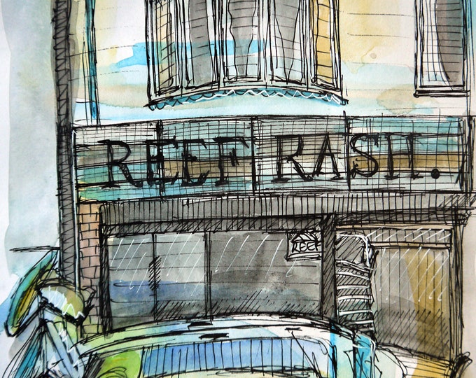 Reef rash surf shop A4 print