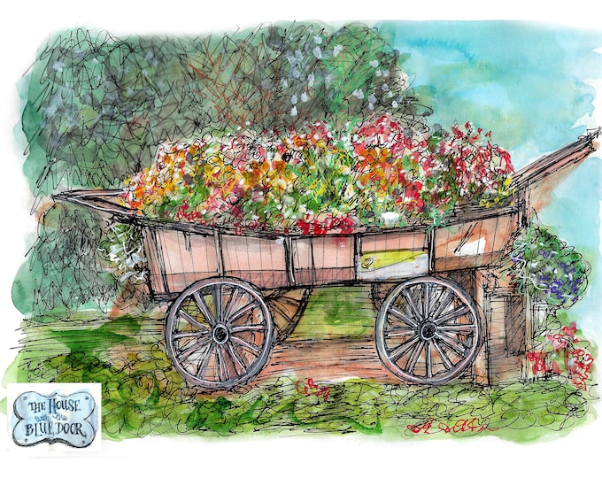 Flower cart at Caistor print