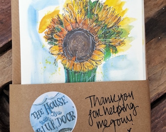 Sunflower notelets - thank you for helping me grow!