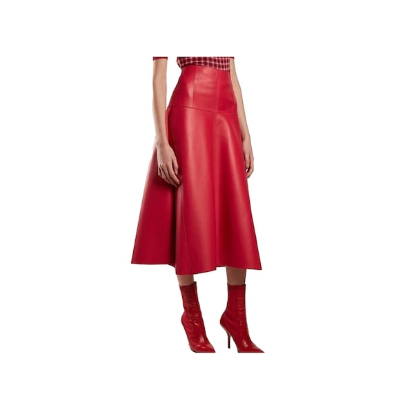 Handmade Lambskin Leather Skirt Ankle Lenth,Skirt Stylish Women Party Formal And Casual Wear Skirts Soft Zip fastening Skirt