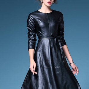 Leather Dress Women,Handmade Genuine Leather Dress, Customize Dress, 100% Genuine Lambskin Leather Dress, Plus Size Custom Made