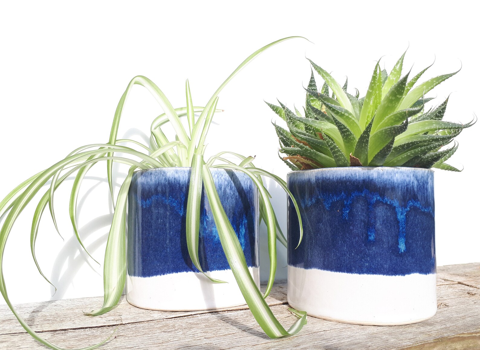 Dark Blue Glazed Plant Pot. Beachy Blue Planter With a Etsy UK