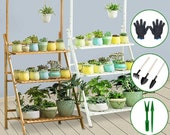 3 Tier Flower Plant Pot Wooden Shelf Stand Display Garden Step Style Ladder Rack