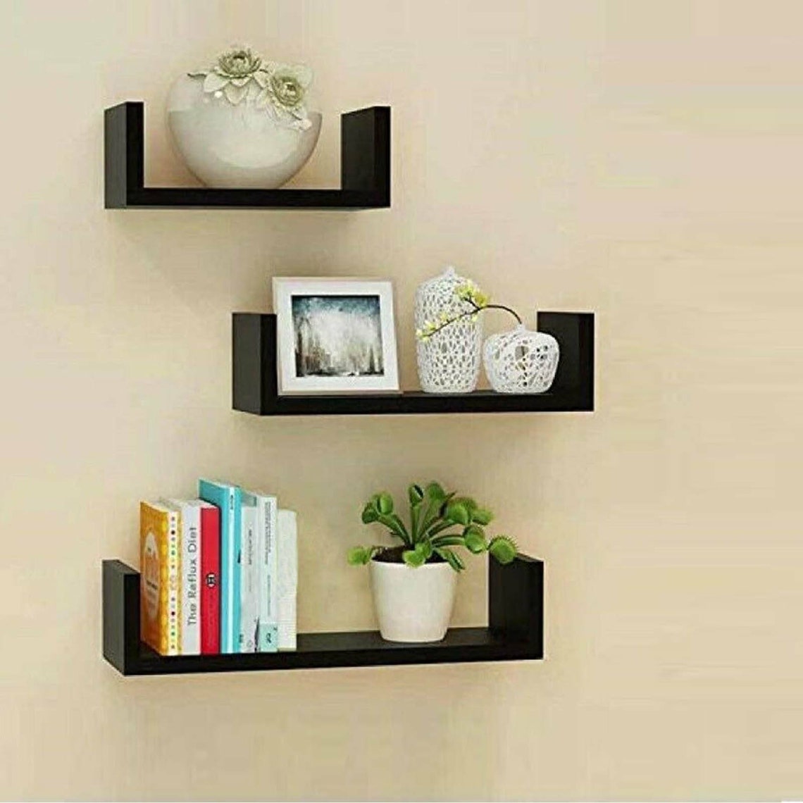 Set of 3 U Shape shelves Floating Wall Shelves Home Decor Etsy
