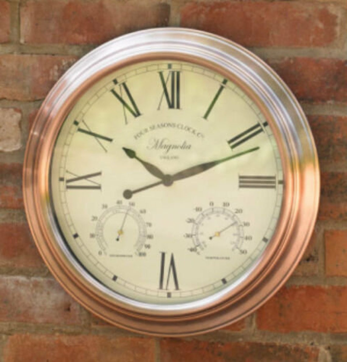 40cm Vintage Copper Indoor/outdoor Wall Clock Thermometer & Etsy UK