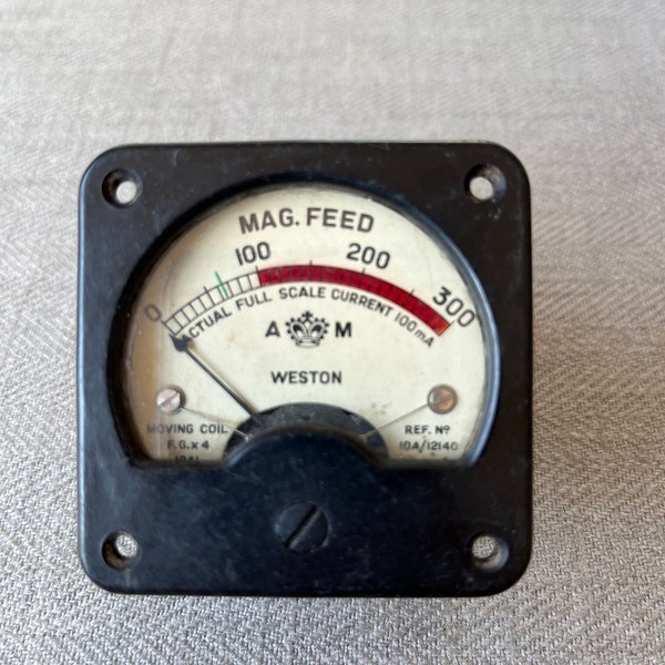 Vintage MOD ex-Air Ministry MAG FEED Meter 0-300 mA