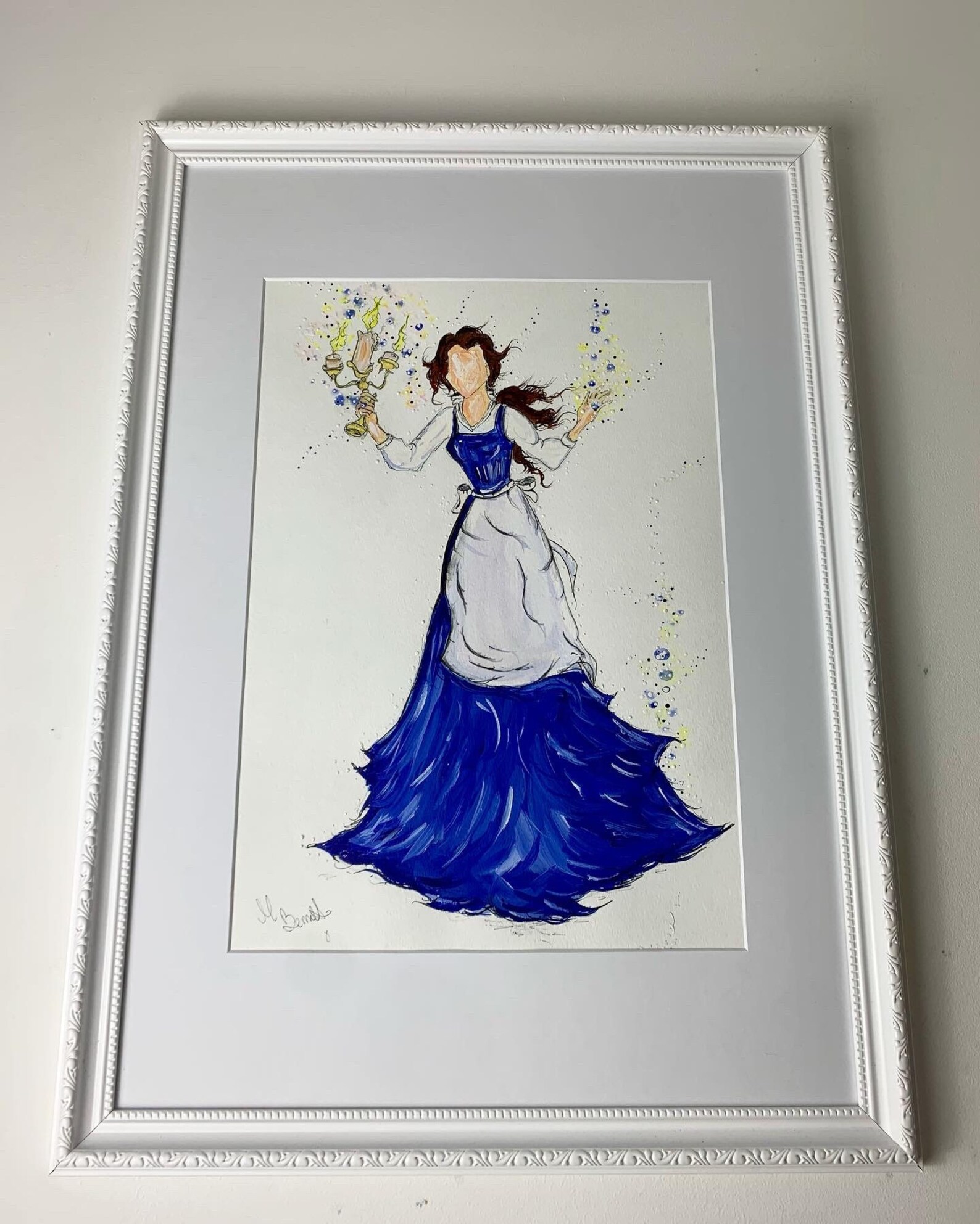 Belle Original Framed Painting Disney Art Disney Princess Etsy