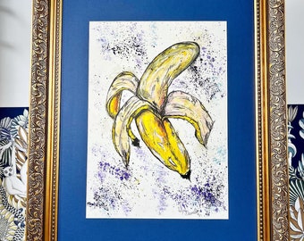 Original Gold Ornate Framed Painting - Banana - Pop Art - 27/20 Inches