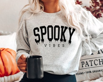 Spooky Vibes Crewneck Sweatshirt, Halloween Sweatshirt, Crewneck, Spooky Vibes, Halloween
