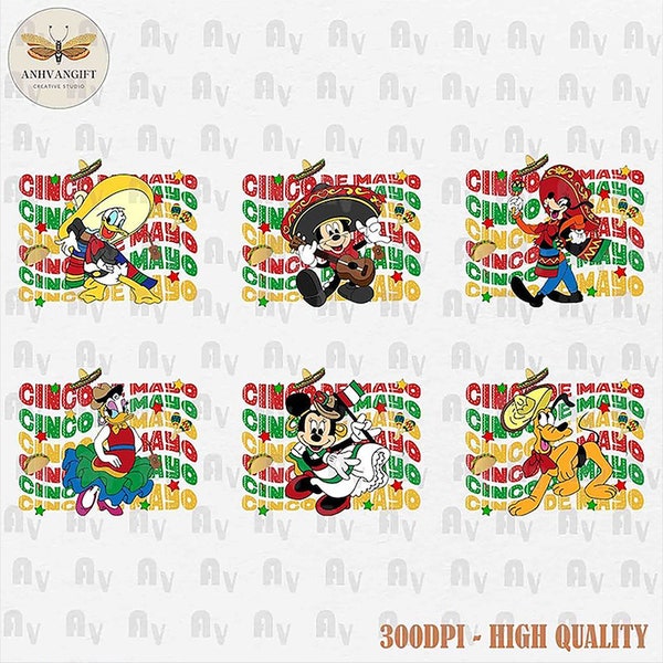 Bundle Mouse And Friends Cinco De Mayo Png, Mexican Festival Png, Mexican Hat Png, Cinco De  Instant Download