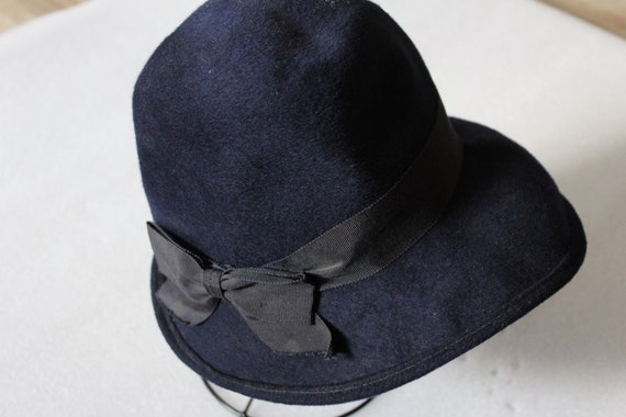 Unisex Vintage Dark Blue Hat 1940's - image 3