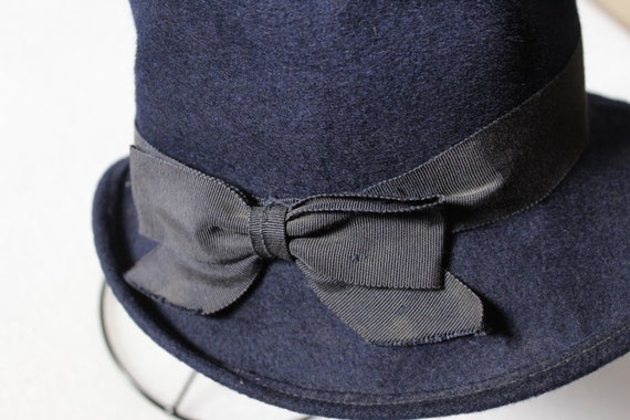 Unisex Vintage Dark Blue Hat 1940's - image 2