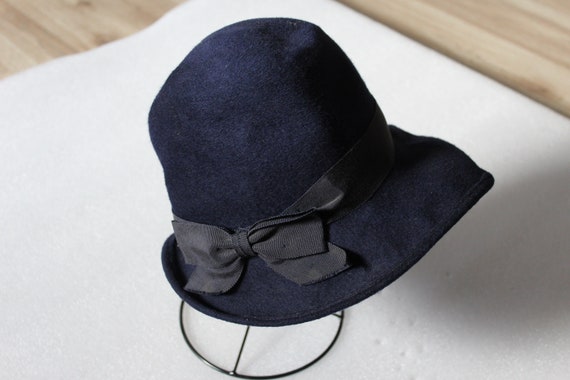 Unisex Vintage Dark Blue Hat 1940's - image 1