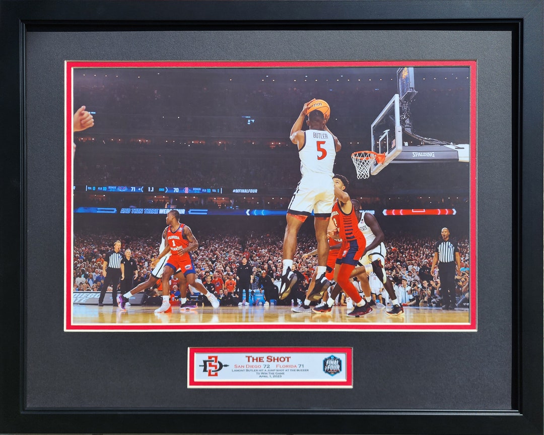 San Diego Aztecs Lamont Butler Game Winning Shot Custom Framed Picture ...