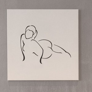 Carved metal painting - lying woman - wall art