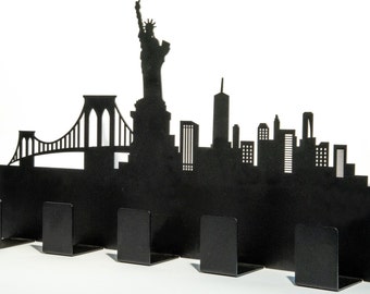 Perchero de pared con el horizonte de Nueva York