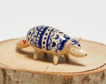 Miniature ceramic armadillo sculpture, handmade whimsical home decor, perfect gift for a friend, girlfriend or mother